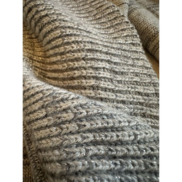 GORGEOUS WHBM Silver Gray Striated Metallic Waterfall Cardigan Sweater Small - Picture 5 of 13